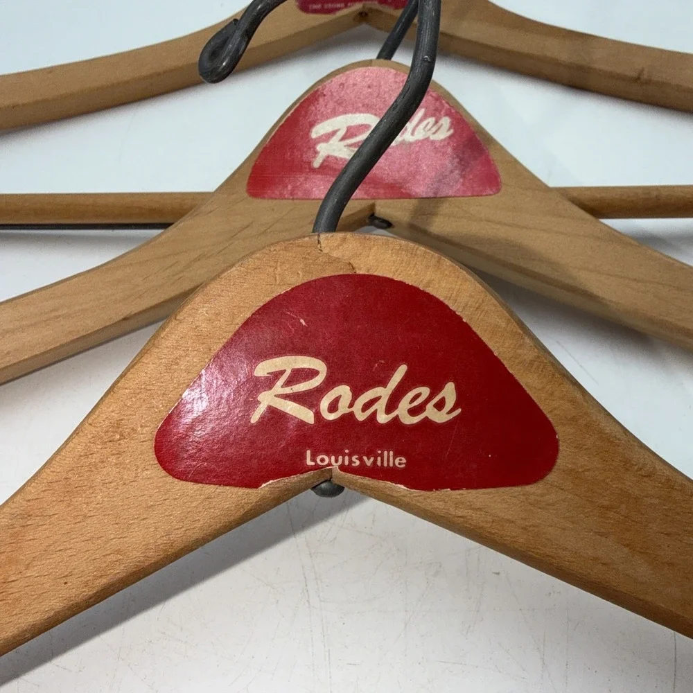 Lot 3 Wooden Suit Hangers & Pants Vintage Natural 1950-60s Wood Louisville Rodes